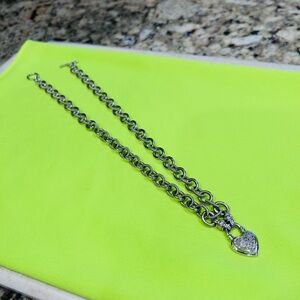 16 inch 925 silver chain with toggle clasp Pave diamonds on the heart.